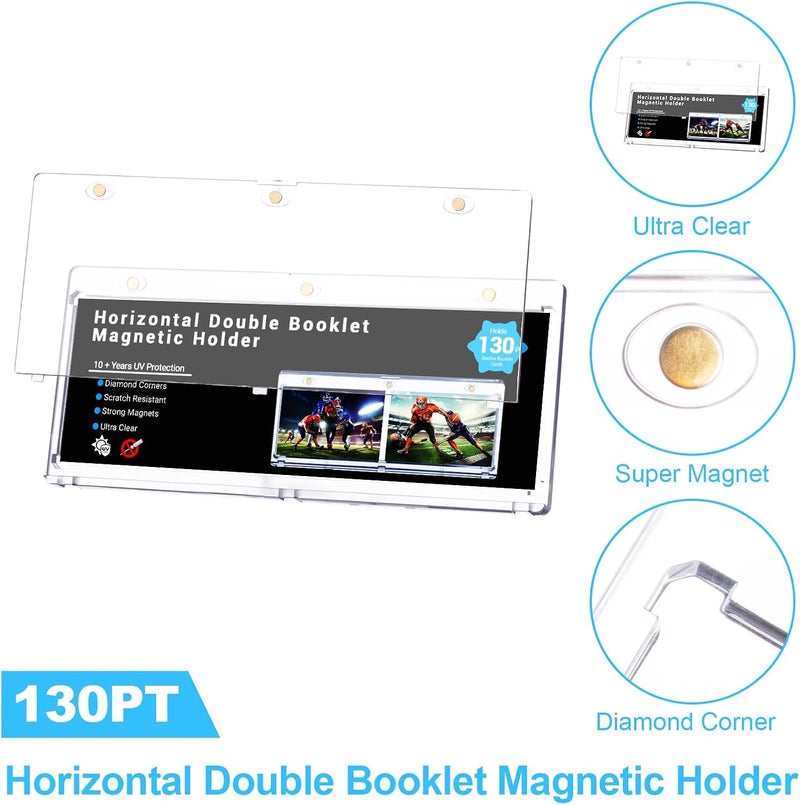 RIXUGIT 2-Pack Booklet Magnetic Card Holders - 187mm One Touch Magnetic Booklet Card Holder, Horizontal Booklet One Touch, 130PT Booklet Magnetic Case, Collection Display Frame，Inner Size 7.32"x2.56"x0.15" - Image 3